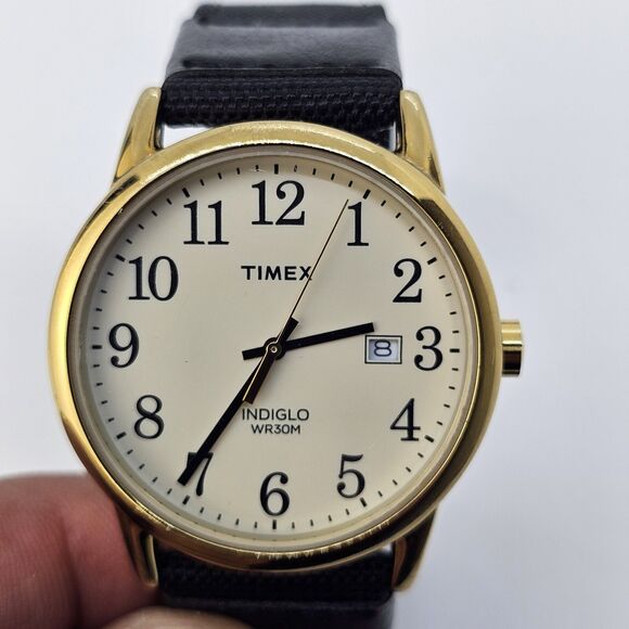 Timex Men's Easy Reader Watch 38MM Gold Case White Dial New Black Canvas Bands - Picture 4 of 15